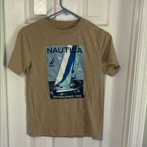 Nautica Tan Short Sleeve Tee with Nautical Graphic